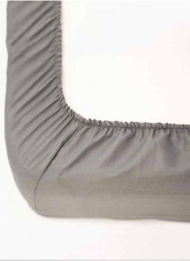 American Linen King Plain Fitted Sheet with 2 Pillow Case 200 x 200 Cm Grey  - Image 3