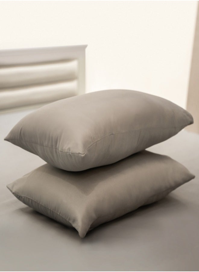 American Linen King Plain Fitted Sheet with 2 Pillow Case 200 x 200 Cm Grey  - Image 4