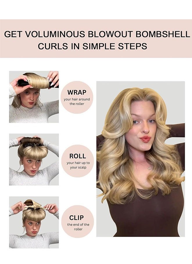 Jumbo Heatless Hair Curlers for Long Hair Rods Heatless Curls Curling Headband No Heat Hair Rollers for Long Hair Volume Blow Out Women Hair Waver Tool (Black)