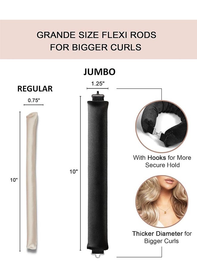 Jumbo Heatless Hair Curlers for Long Hair Rods Heatless Curls Curling Headband No Heat Hair Rollers for Long Hair Volume Blow Out Women Hair Waver Tool (Black)