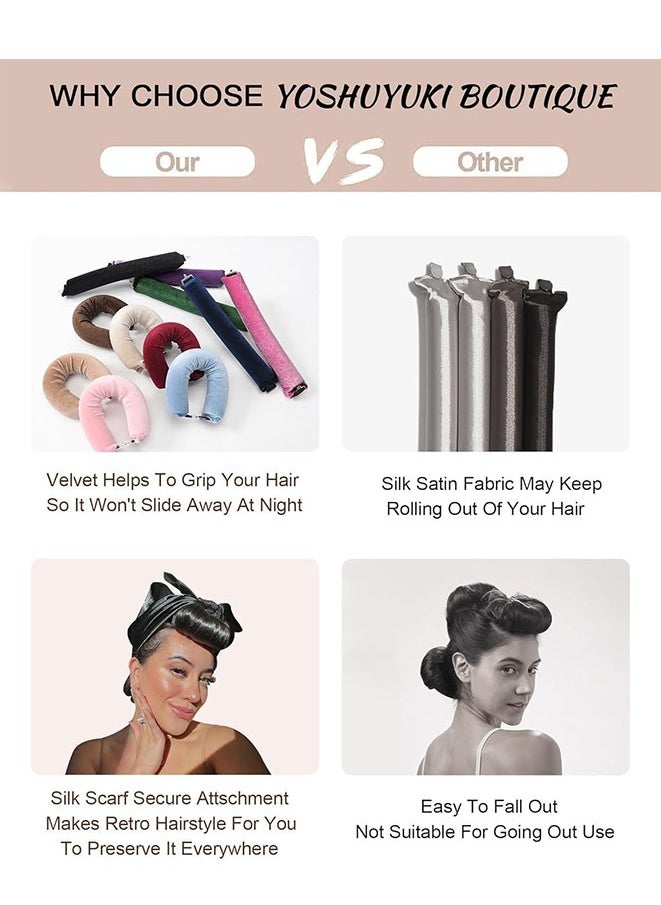 Jumbo Heatless Hair Curlers for Long Hair Rods Heatless Curls Curling Headband No Heat Hair Rollers for Long Hair Volume Blow Out Women Hair Waver Tool (Black)