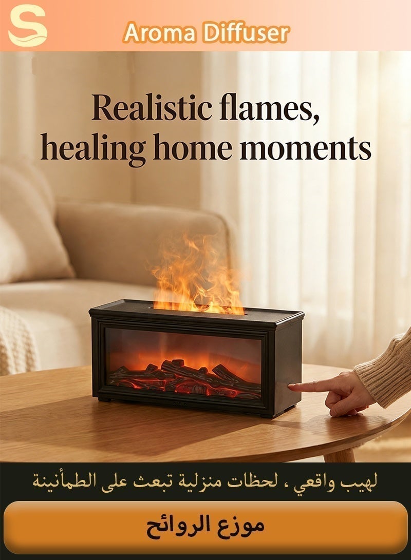 Serinovia Essential Oil Diffuser, Fireplace Flame Oil Diffuser - Aromatherapy Aroma Humidifier, Upgrade 7 Flame Colors Noiseless, Remote Control - Perfect for Bedroom Home Office (Fireplace Black) - Image 3
