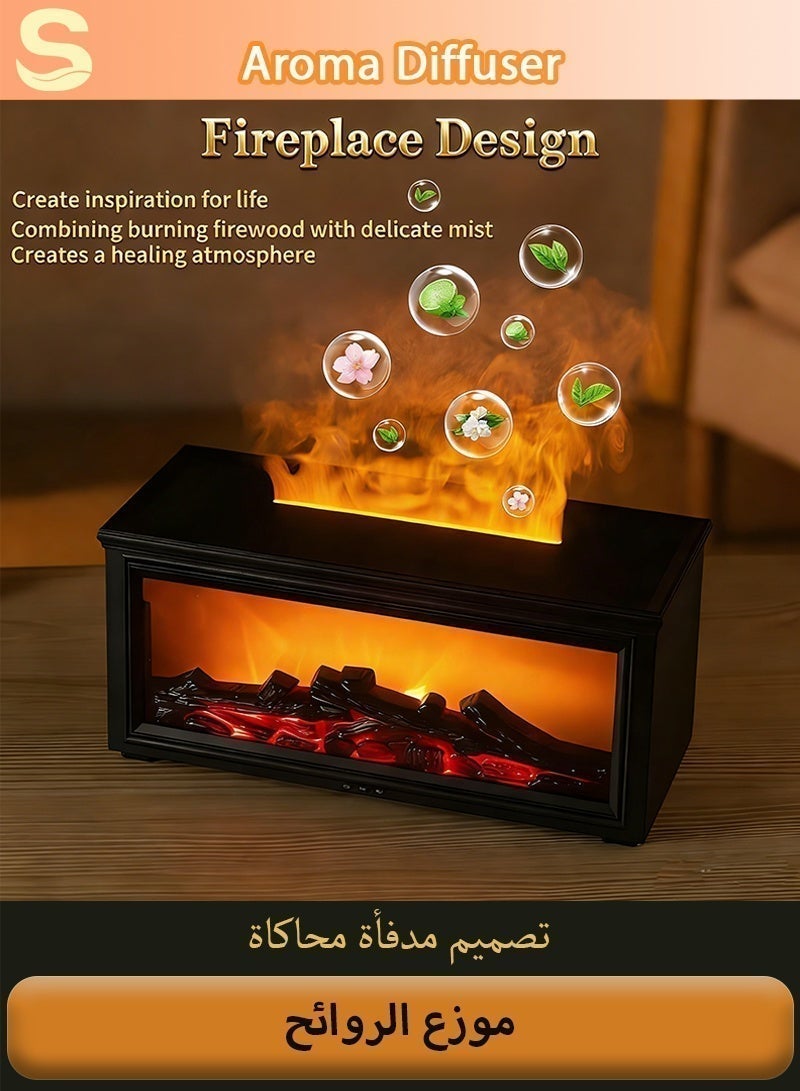 Serinovia Essential Oil Diffuser, Fireplace Flame Oil Diffuser - Aromatherapy Aroma Humidifier, Upgrade 7 Flame Colors Noiseless, Remote Control - Perfect for Bedroom Home Office (Fireplace Black) - Image 4