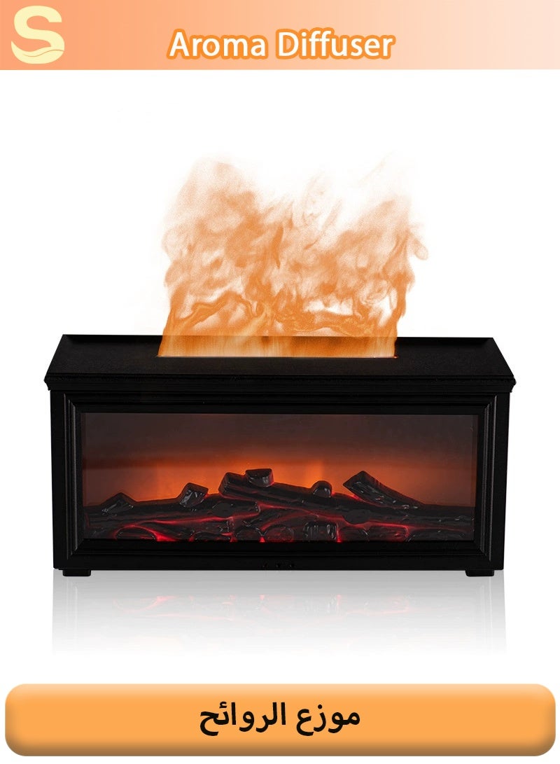 Serinovia Essential Oil Diffuser, Fireplace Flame Oil Diffuser - Aromatherapy Aroma Humidifier, Upgrade 7 Flame Colors Noiseless, Remote Control - Perfect for Bedroom Home Office (Fireplace Black) - Image 1