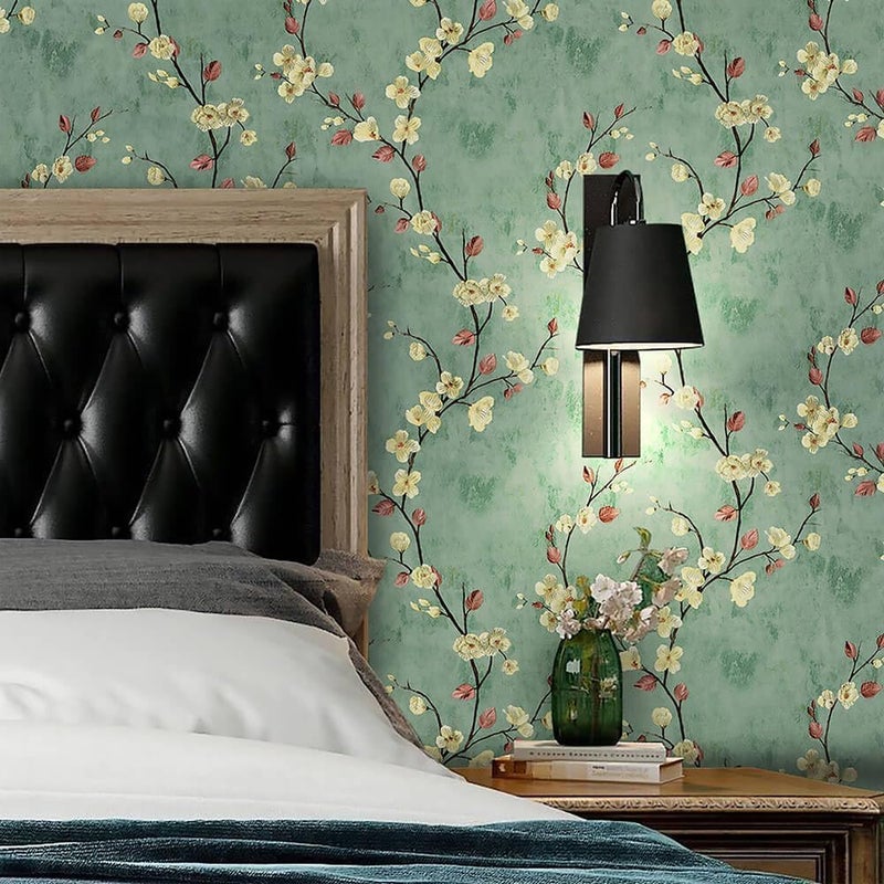 X spring Floral Peel and Stick Wallpaper , 45x300cm Self - Adhesive Green Tree Pattern - Image 2