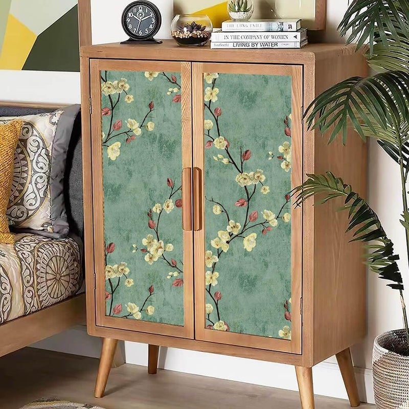X spring Floral Peel and Stick Wallpaper , 45x300cm Self - Adhesive Green Tree Pattern - Image 3