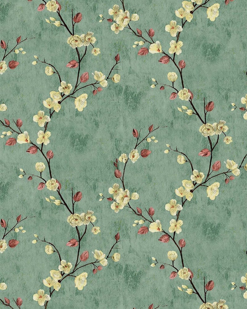 X spring Floral Peel and Stick Wallpaper , 45x300cm Self - Adhesive Green Tree Pattern - Image 1