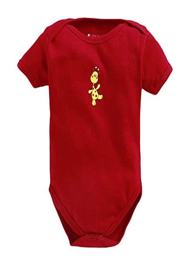 TiniBerry Cotton Baby Bodysuit Short Sleeve Half Romper Pack of 3 Soft & Comfortable for Kids (3-6 Months, Red) - Image 4