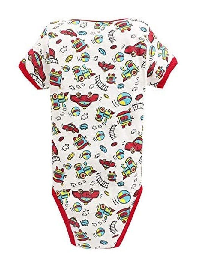 TiniBerry Cotton Baby Bodysuit Short Sleeve Half Romper Pack of 3 Soft & Comfortable for Kids (3-6 Months, Red) - Image 3