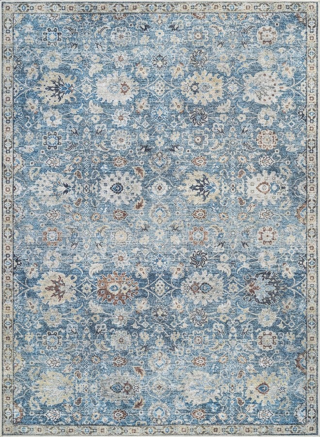 Bloom Rugs Caria Washable Non-Slip 4x6 Rug - Blue/Beige Traditional Area Rug for Living Room, Bedroom, Dining Room, and Kitchen - Exact Size: 4' x 6' - Image 3