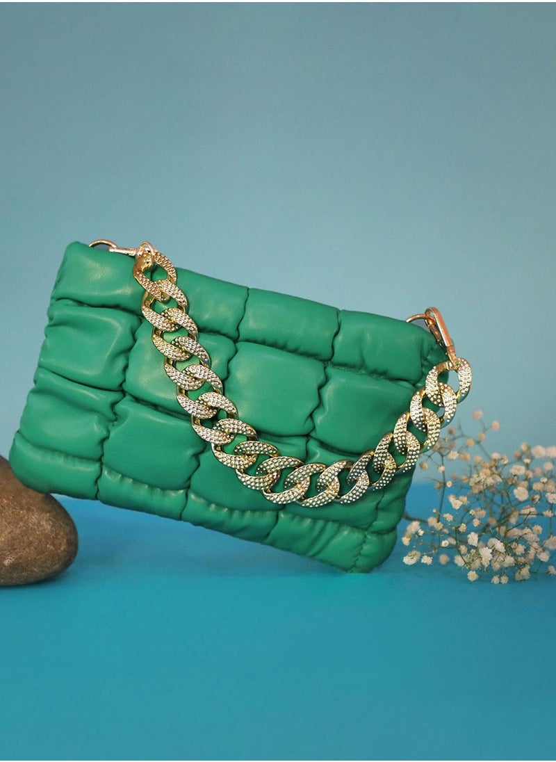 Haute Sauce Chartreuse Quilted Green Cross Body Bag  - Image 4