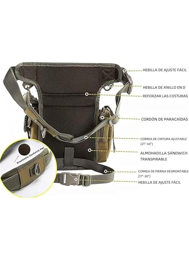 HOOKOR Drop Leg bag,Waterproof Thigh Pack Pouch Bag,Fanny Pack Thigh Bag with Multiple Pockets, Waist Bag for Outdoor Bike Cycling Hiking,Climbing, Cycling, Outdoor Daypack,Military Tactical (Green)  - Image 2