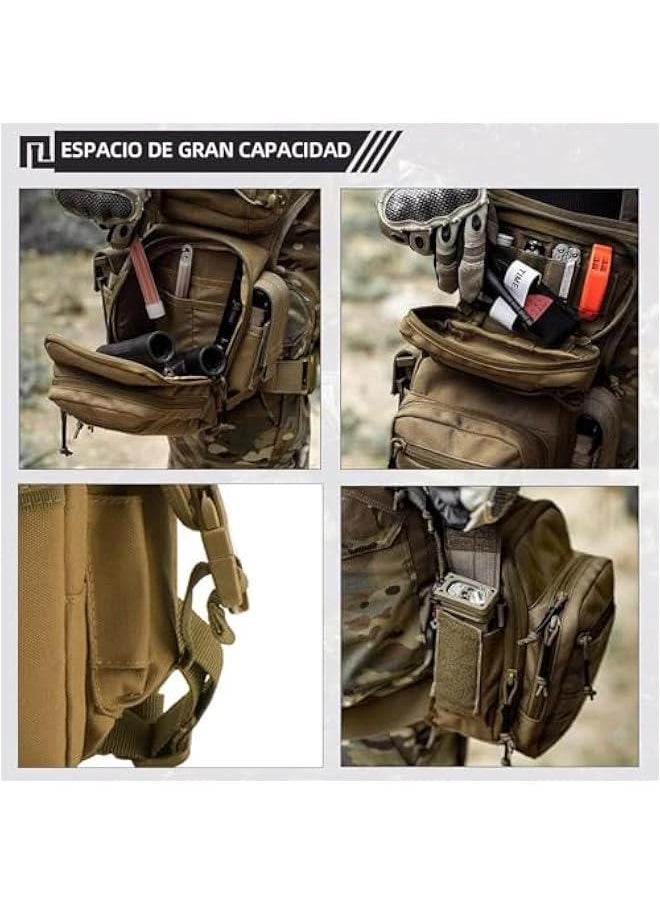 HOOKOR Drop Leg bag,Waterproof Thigh Pack Pouch Bag,Fanny Pack Thigh Bag with Multiple Pockets, Waist Bag for Outdoor Bike Cycling Hiking,Climbing, Cycling, Outdoor Daypack,Military Tactical (Green)  - Image 3