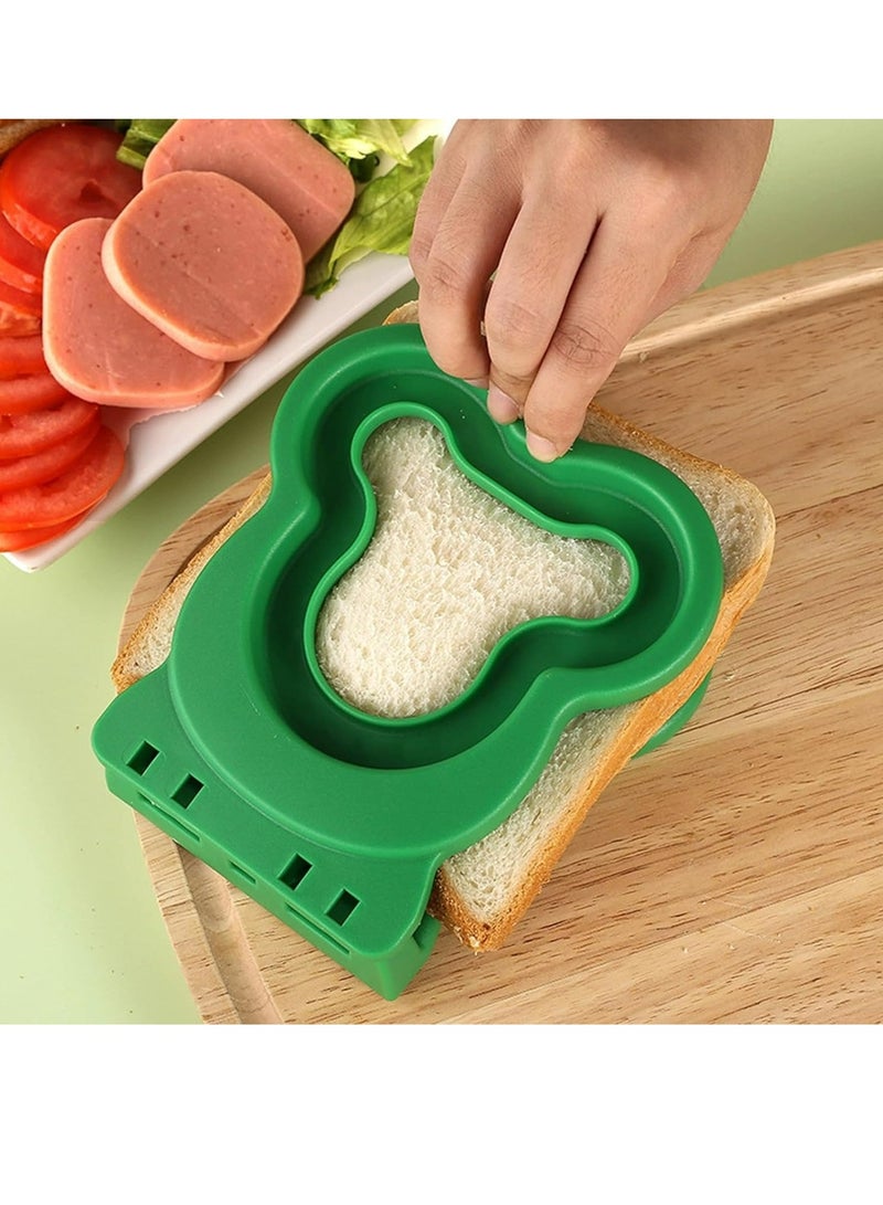 Sandwich Cutter Sealer Cute Bear Shape Creative Maker Diy Breakfast Tool for Home Kitchen Green - Image 3