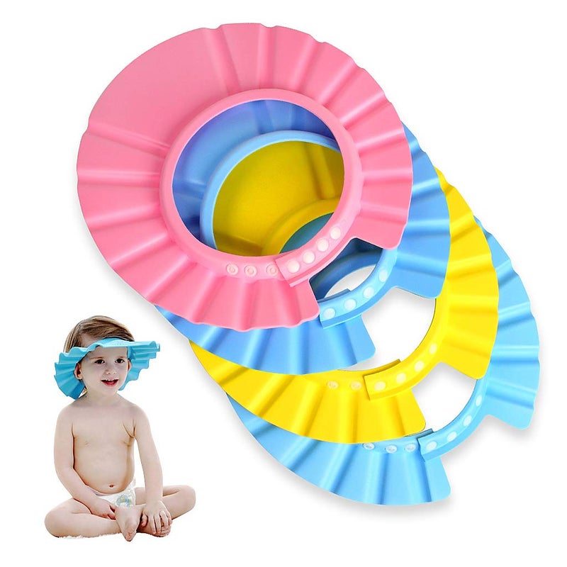 EWINEVER EWIN(R) 4pcs Soft Adjustable Baby Kids Children Shampoo Bath Bathing Shower Cap Hat Wash Hair Shield Hat - Image 1