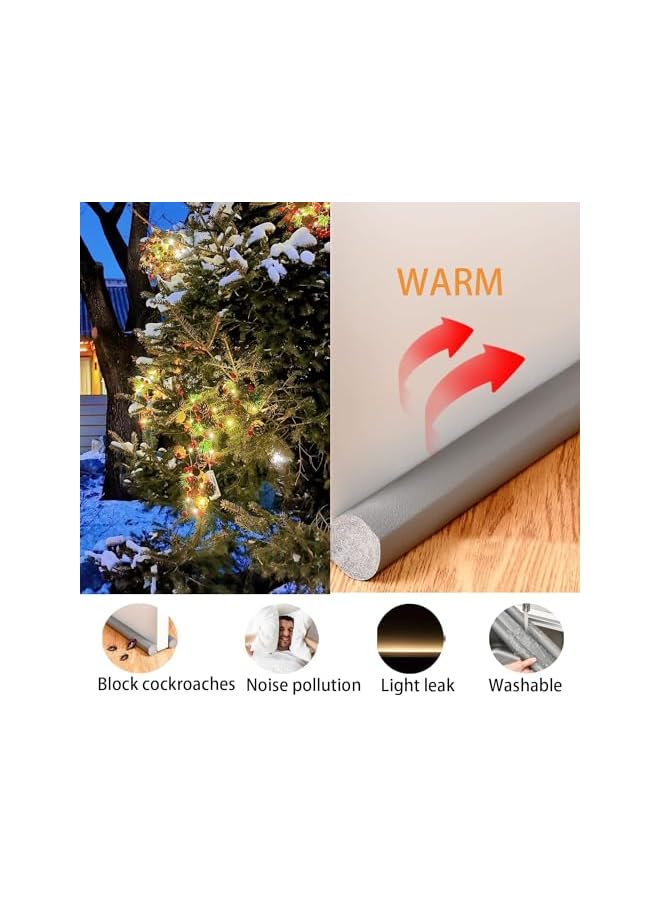 The Bros Door Draft Stopper, Door Bottom Seal Strip Noise Blocker Draft Stopper for Bottom of Door Keeping Warm in and Cold Out Noise Blocker Draft Stopper, Prevent Bugs Coming Draught Excluder (Grey) - Image 5