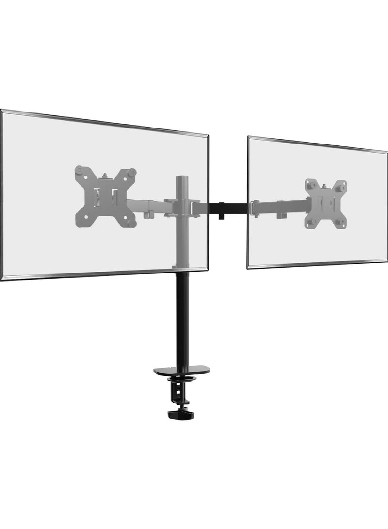 Dual LCD Monitor Desk Mount Stand, Heavy Duty Fully Adjustable Arms with C-Clamp Base and Grommet for 15- 30 Screens, Max 22lbs for Home, Office, School Black - Image 1