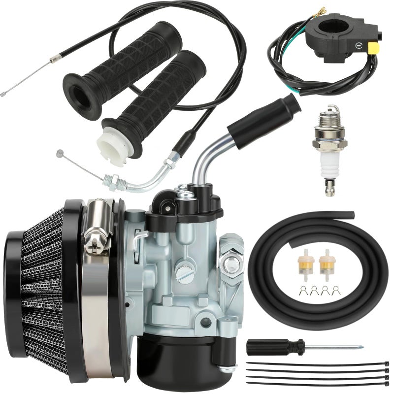 CILOYU Motorized Bicycle Carburetor Throttle Cable Assembly Kit Compatible with 2 Stroke Engine 100cc 80cc 49cc 50cc 66cc Gas Motor Motorized Bike Parts with 78 Handlebar Grips