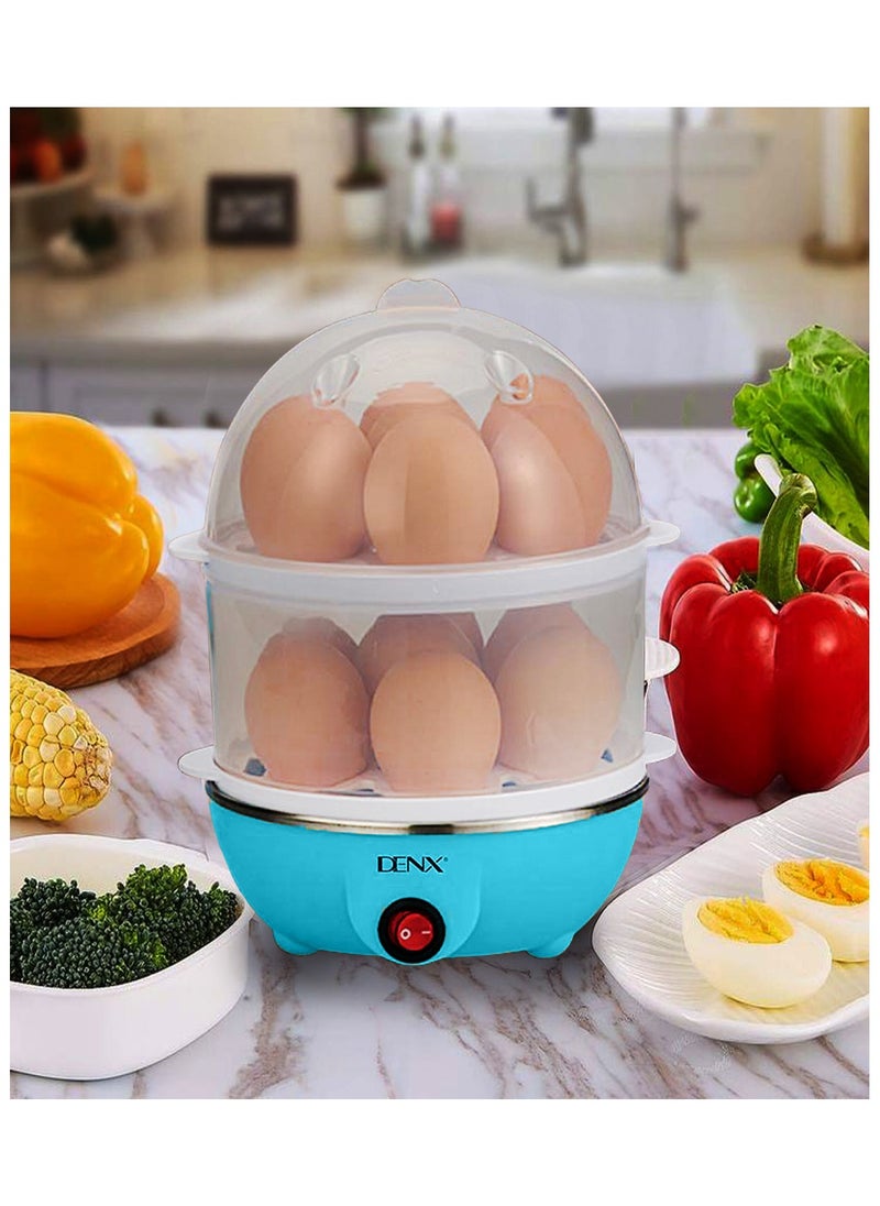Generic - DENX1760 Egg Steamer, 350W, 14 Egg Capacity, Multi-functional Electric Eggs Boiler Cooker, 2 Layers, Blue - Image 1