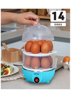 Generic DENX1760 Egg Steamer, 350W, 14 Egg Capacity, Multi-functional Electric Eggs Boiler Cooker, 2 Layers, Blue  - Image 4
