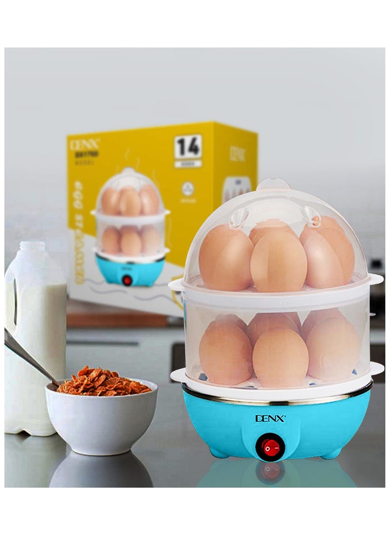 Generic - DENX1760 Egg Steamer, 350W, 14 Egg Capacity, Multi-functional Electric Eggs Boiler Cooker, 2 Layers, Blue - Image 1