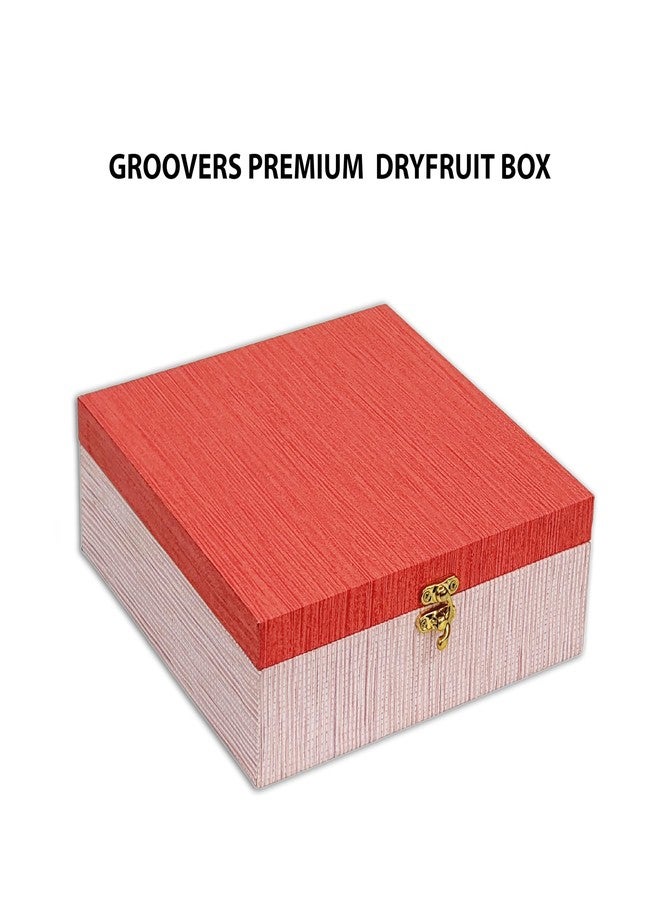 Groovers جروفرز | علبة برطمانات فواكه مجففة/بسكويت فارغة | هدايا عيد الميلاد/ديوالي/الأعياد | علب برطمانات شوكولاتة | علبة هدايا زفاف | برطمانات بسكويت | علبة MDF (متوسطة، حمراء) - Image 2