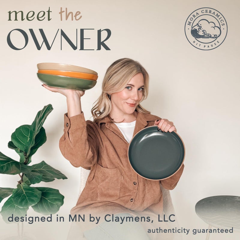 Mora Ceramic Artisan Matte Large Pasta Bowls 30oz  Set of 4 - Serving  Salad  Dinner  etc Kitchen Plate/Wide Bowl - Microwave  Oven  Dishwasher Safe - Modern Porcelain Stoneware Dishes  Safari Colors - Image 3