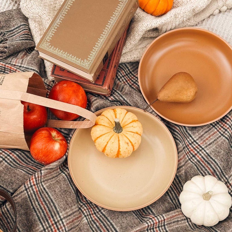 Mora Ceramic Artisan Matte Large Pasta Bowls 30oz  Set of 4 - Serving  Salad  Dinner  etc Kitchen Plate/Wide Bowl - Microwave  Oven  Dishwasher Safe - Modern Porcelain Stoneware Dishes  Safari Colors - Image 5