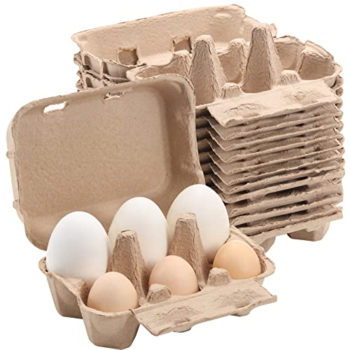 LayHyand Vintage Jumbo Duck Egg Cartons 20 Pack, Half Dozen Paper Carton for Normal Size Geese, Blank Natural Pulp Jumbo Eggs Container Holder Reusable for 6 Six Count Chicken Carton Storage Strong Tray - Image 1