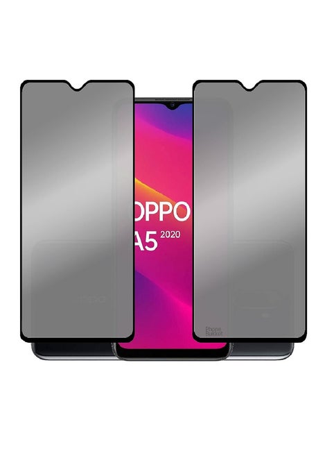 2 Pieces Tempered Glass Screen Protector Anti-Spy Privacy  Designed For Oppo A5 (2020) Full Screen Coverage And Bubble Free