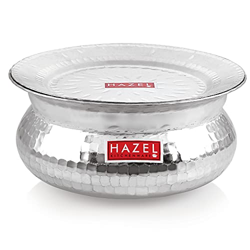 Hazel وعاء هازيل من الألمنيوم بتشطيب مطروق مع غطاء لطهي الأرز البرياني، 24.5 سم، 3900 مل فضي - Image 5