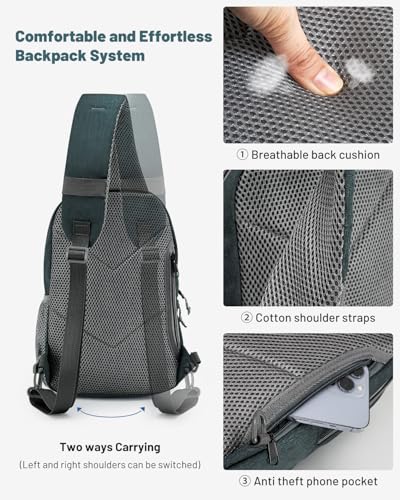 OIWAS Sling Bag Crossbody Backpack for Men, One Strap Backpack Hiking Daypack Chest Bag for Women (Gray) - Image 5