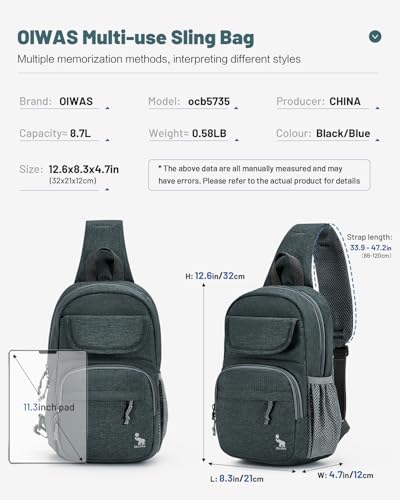 OIWAS Sling Bag Crossbody Backpack for Men, One Strap Backpack Hiking Daypack Chest Bag for Women (Gray) - Image 3