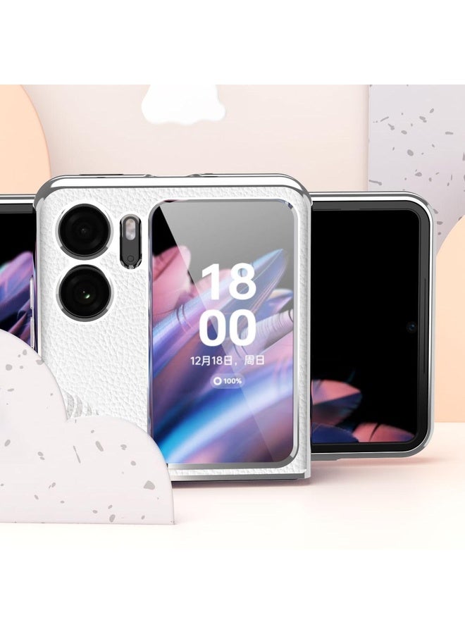HuHa Case Cover For OPPO Find N2 Flip Litchi Pattern Electroplating Frame Embossed Phone Case(Blue) - Image 3