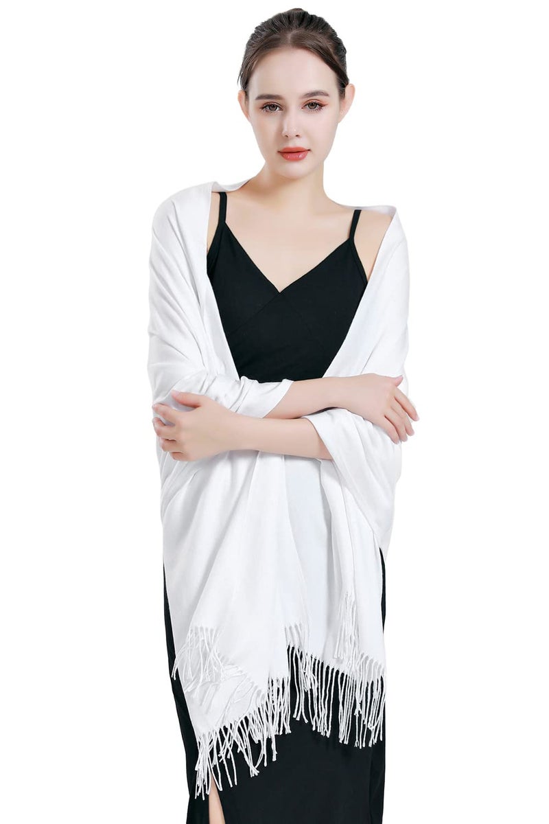 QBSM Womens Large Soft Wedding Evening Pashmina Shawls Wrap Scarfs - Image 1
