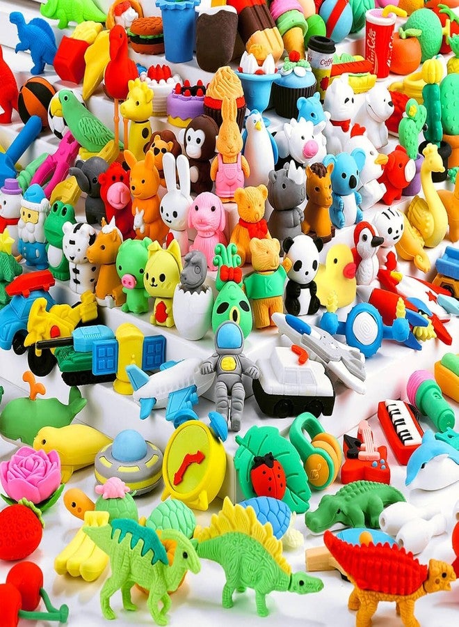 MAPLE Erasers for Kids | Animal erasers | Pencil Erasers | Kawaii Puzzle 3D Jungle Combo food Fancy Theme Cute Toy Fun Small Stylish Colourful Mini Cartoon Set for Return Gift for Kids Girls Boys (60) - Image 1