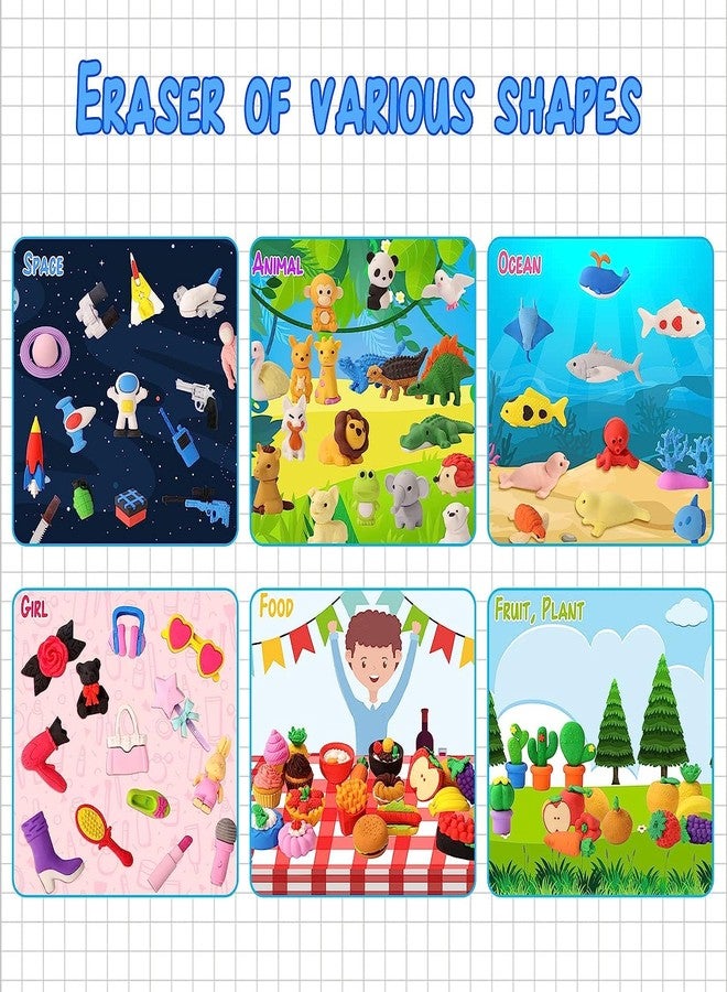 MAPLE Erasers for Kids | Animal erasers | Pencil Erasers | Kawaii Puzzle 3D Jungle Combo food Fancy Theme Cute Toy Fun Small Stylish Colourful Mini Cartoon Set for Return Gift for Kids Girls Boys (60) - Image 2