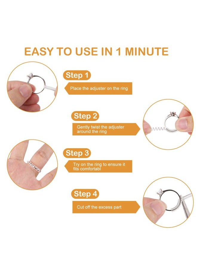 ARCUAT Ring Sizer Adjuster for Loose Rings, 12 Pack 4 Sizes Ring Tightener Connector Fitter Stopper Guards Spacer Filler for Women Men Loose Rings, Silicone Invisible Clear Ring Band Size Adjuster - Image 3