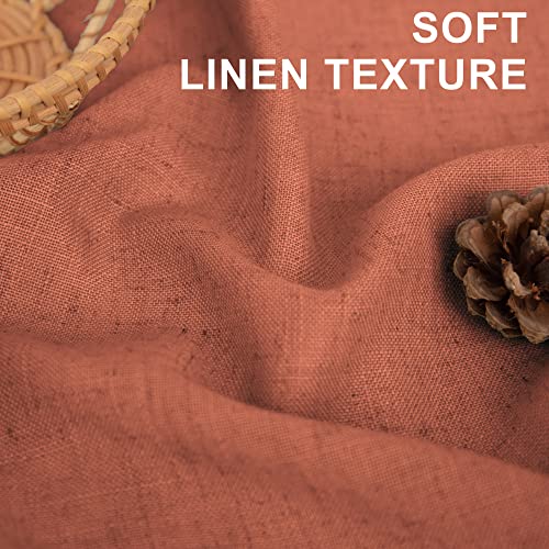 DANCURTON Terracotta Curtains 84 Inch Length for Living Room 2 Panels Back Tab Pocket Drapes Light Filtering Semi Sheer Flax Linen Burnt Orange Brown Red Rust Curtain for Bedroom Boho Farmhouse Decor 52x84 Long - Image 3