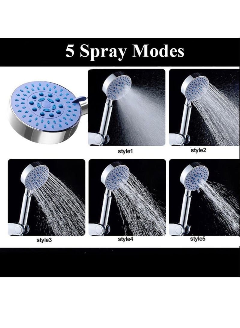 Shower Head with 1.5M Shower Hose 5 Spray Modes Universal Handheld Shower Set for Adults Children Pets Home and Gym Use (1.5 Meter)