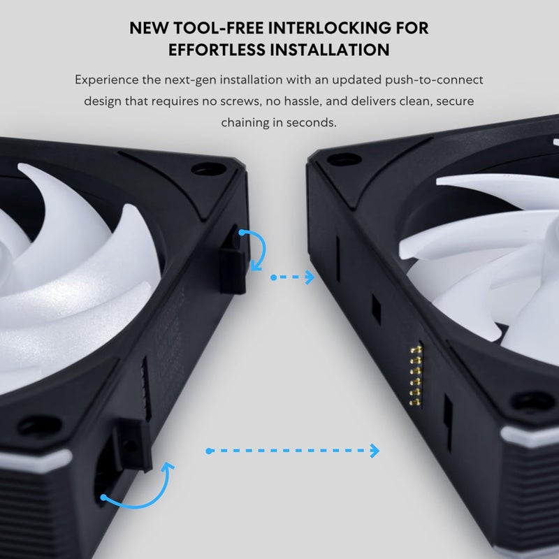 ليان لي مروحة ليان لي UNI Fan CL120 ARGB PWM - حزمة فردية - تحكم مروحة RGB ومروحة علبة الكمبيوتر بإشارة لاسلكية 2.4 جيجاهرتز - محمل FDB 28 مم - سلسلة ديزي - ضوضاء منخفضة - لا تتضمن وحدة تحكم ومطلوبة - أسود (12CL1W1B) - Image 4