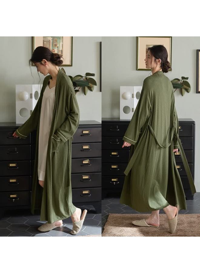 Xuanliang Pure Cotton Women's Long Sleeve Spring Autumn Bathrobe Sleepwear Casual High-end Plus Size Outerwear Homewear