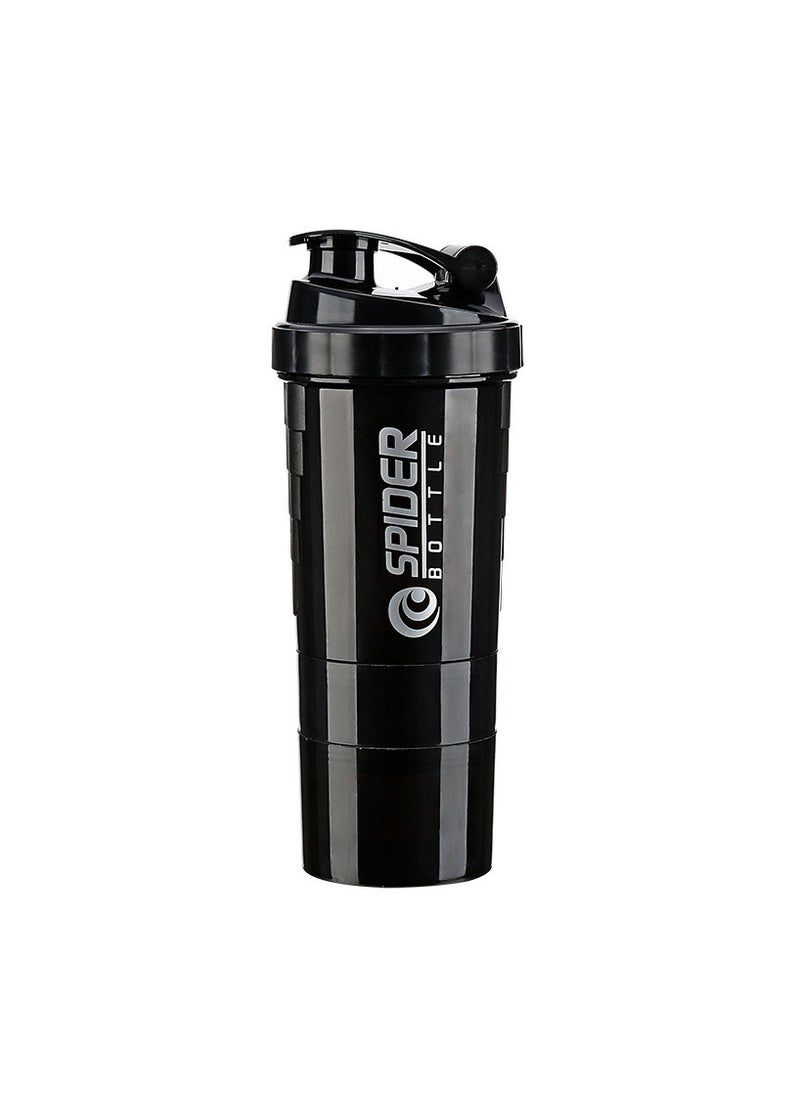 Generic Three Layers Protein Powder Shake Exercise Bottle 500ml black  - Image 1