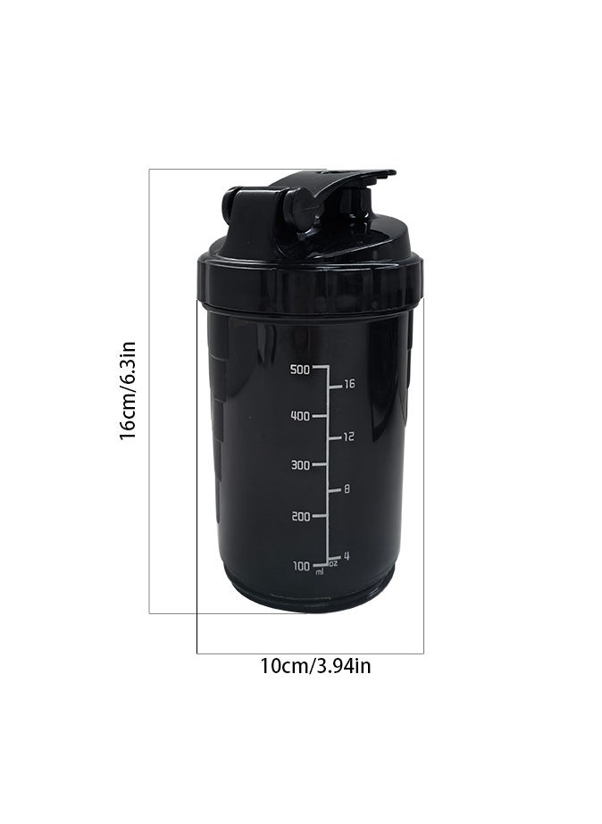 Generic Three Layers Protein Powder Shake Exercise Bottle 500ml black  - Image 4