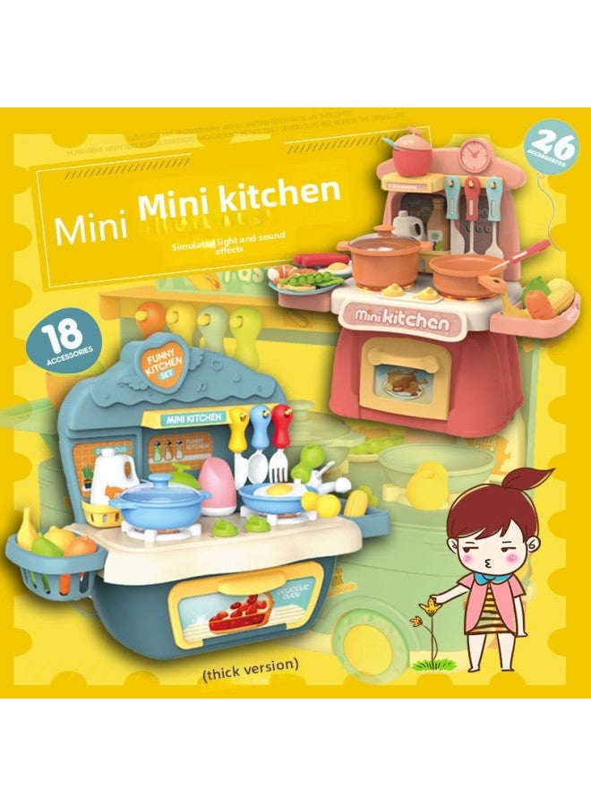 Children's Play House Kitchenette Toy Set Baby Boys And Girls 3 Years Old Simulation Cooking Kitchen Cooking Cooking Sound And Light-Color:Noble Powder 【rich Accessories】】-Specifications:Default - Image 2