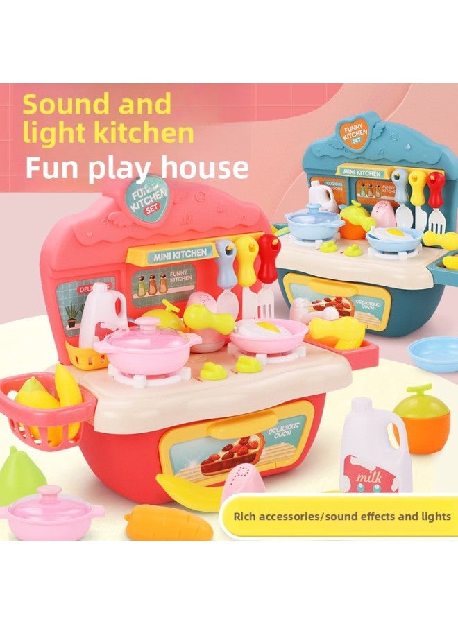 Children's Play House Kitchenette Toy Set Baby Boys And Girls 3 Years Old Simulation Cooking Kitchen Cooking Cooking Sound And Light-Color:Noble Powder 【rich Accessories】】-Specifications:Default - Image 3