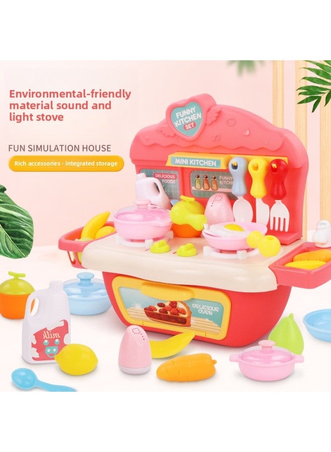 Children's Play House Kitchenette Toy Set Baby Boys And Girls 3 Years Old Simulation Cooking Kitchen Cooking Cooking Sound And Light-Color:Noble Powder 【rich Accessories】】-Specifications:Default - Image 4