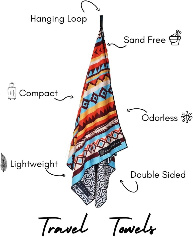 ECCOSOPHY Microfiber Beach Towel - Sand Free Towels are Quick Dry, Light Weight, Super Absorbent - Perfect Pool, Travel, Cruise, Camping Essentials - Oversized Extra Large for Adults 71x35 in - Image 4