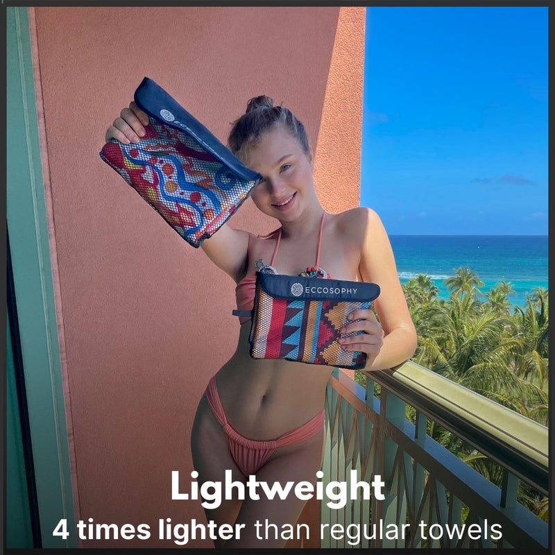 ECCOSOPHY Microfiber Beach Towel - Sand Free Towels are Quick Dry, Light Weight, Super Absorbent - Perfect Pool, Travel, Cruise, Camping Essentials - Oversized Extra Large for Adults 71x35 in - Image 5