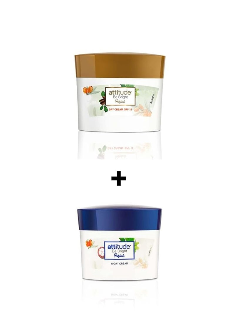 Amway كريم النهار والليل من أمواي أتيتيود بي برايت بالأعشاب SPF15 50 جرام كومبو - Image 1